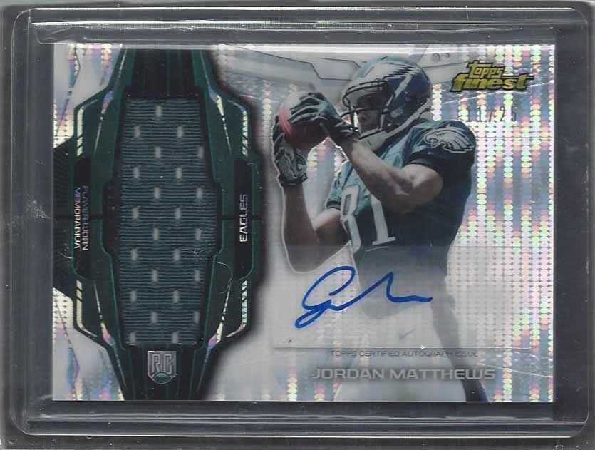 JORDAN MATTHEWS 2014 TOPPS FINEST PULSAR REFRACTOR RPA JUMBO PATCH AUTO RC /25