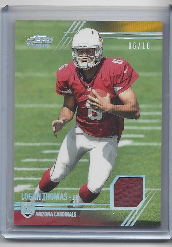 1/1 LOGAN THOMAS 2014 TOPPS PRIME FOOTBALL RELIC RAINBOW HOLOFOIL #D 6/10 JSY #6