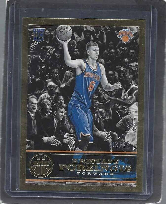 KRISTAPS PORZINGIS 2015-16 PANINI REPLAY GOLD ROOKIE RC #D 3/25