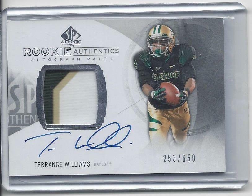 TERRANCE WILLIAMS 2013 SP AUTHENTIC RPA 3 COLOR BAYLOR PATCH AUTO RC #D 253/650