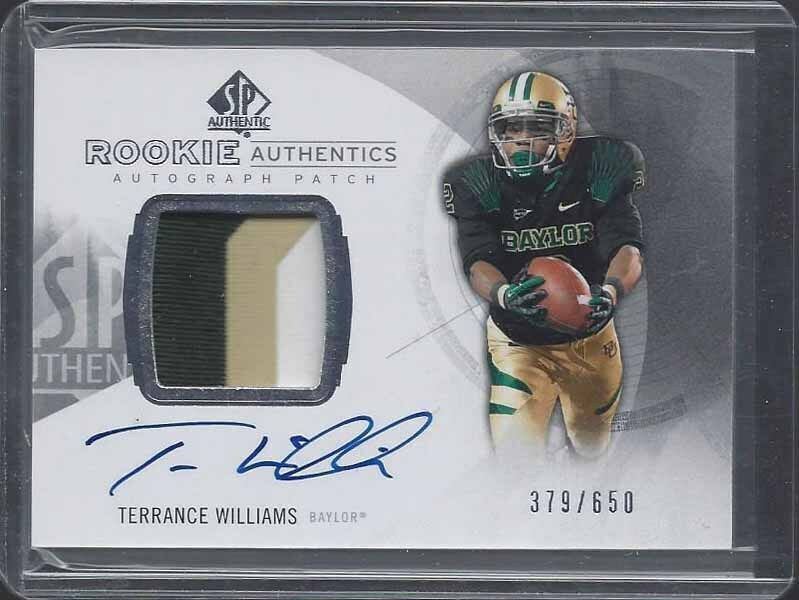 TERRANCE WILLIAMS 2013 SP AUTHENTIC RPA 3 COLOR BAYLOR PATCH AUTO RC #D 253/650