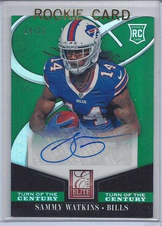 1/1 SAMMY WATKINS 2014 ELITE BILLS ROOKIE AUTO RC #D 14/25 ( HIS JERSEY #14! )