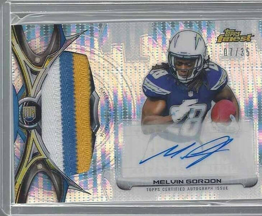 MELVIN GORDON 2015 TOPPS FINEST PULSAR REFRACTOR JUMBO 4 COLOR PATCH AUTO RC /35