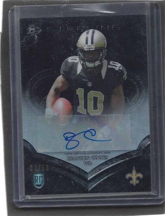 BRANDIN COOKS 2014 BOWMAN STERLING BLACK REFRACTOR ROOKIE AUTO RC #D 34/50