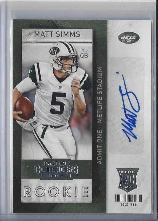 MATT SIMMS 2013 PANINI CONTENDERS JETS ROOKIE TICKET TRUE RC AUTO #167