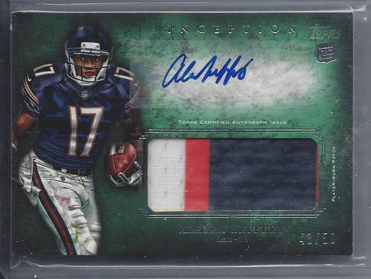 ALSHON JEFFERY 2012 TOPPS INCEPTION 3 COLOR PATCH GREEN RPA AUTO RC #D 48/50