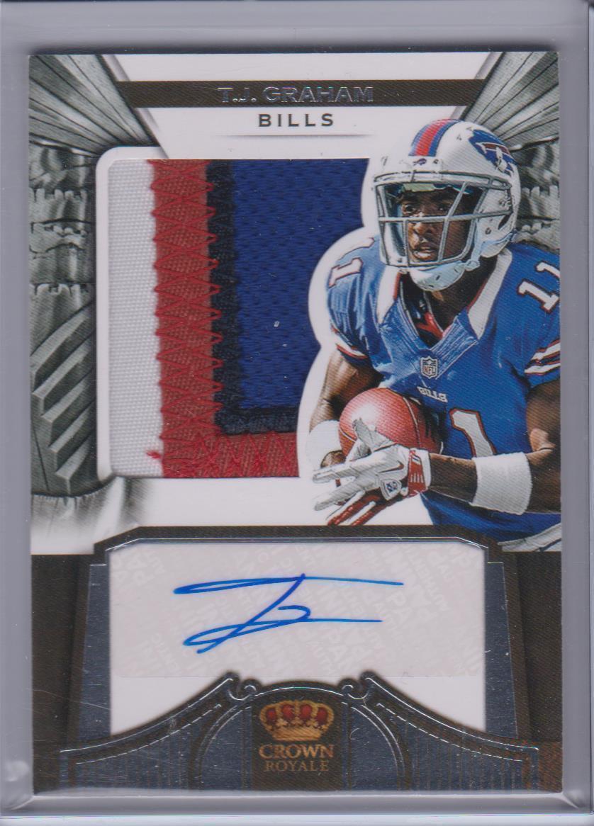 T.J. GRAHAM 2012 CROWN ROYALE SILHOUETTE 4 COLOR BILLS PATCH AUTO RC #D 40/349