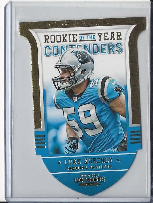 LUKE KUECHLY 2012 PANINI CONTENDERS ROOKIE OF THE YEAR GOLD DIE CUT RC #D 62/100