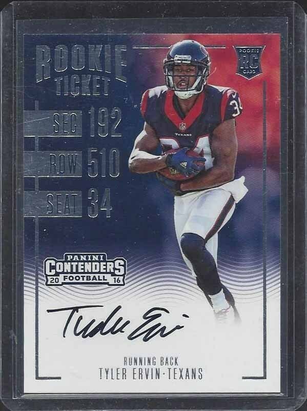 TYLER ERVIN 2016 PANINI CONTENDERS TEXANS ON CARD ROOKIE TICKET AUTO RC #314
