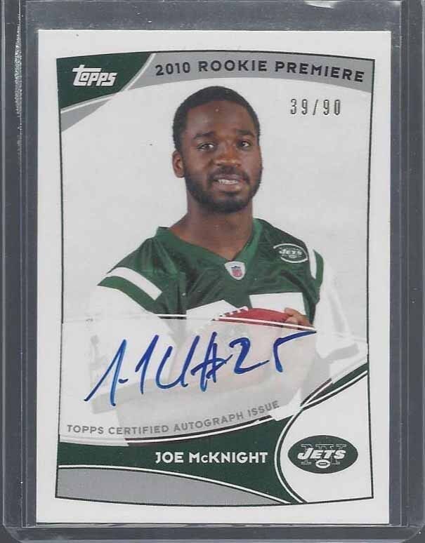 JOE MCKNIGHT 2010 TOPPS ROOKIE PREMIERE PHOTO SHOOT ON CARD AUTO RC #D 39/90