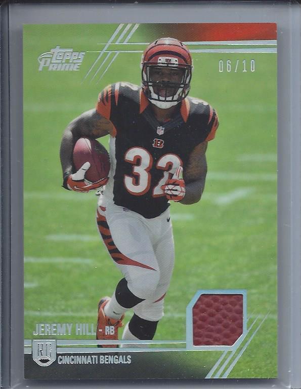 JEREMY HILL 2014 TOPPS PRIME RAINBOW SILVER HOLOFOIL FOOTBALL PATCH RC #D 6/10