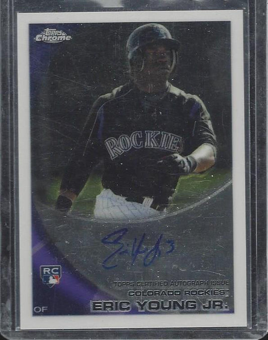 ERIC YOUNG JR. 2010 TOPPS CHROME ROCKIES ON CARD AUTO RC #171