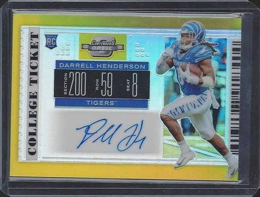 DARRELL HENDERSON 2019 CONTENDERS OPTIC GOLD PRIZM ON CARD AUTO RC #D 10/10
