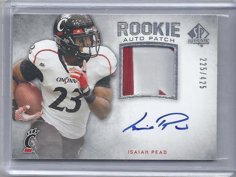 ISAIAH PEAD 2012 SP AUTHENTIC RPA CINCINNATI 2 COLOR PATCH AUTO RC #D 225/425