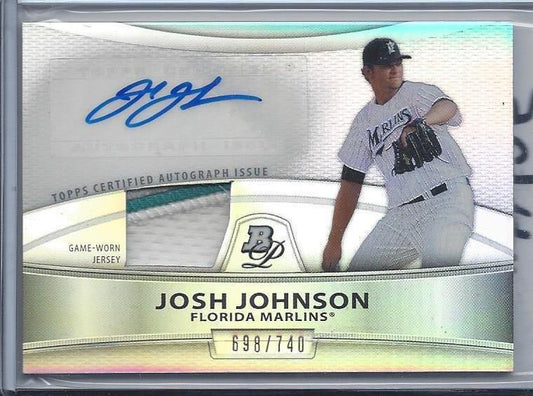 JOSH JOHNSON 2010 TOPPS PLATINUM REFRACTOR 2 COLOR PATCH AUTO #D 698/740