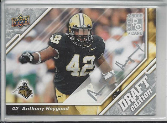 ANTHONY HEYGOOD 2009 UPPER DECK DRAFT EDITION SILVER INK PURDUE AUTO RC #65