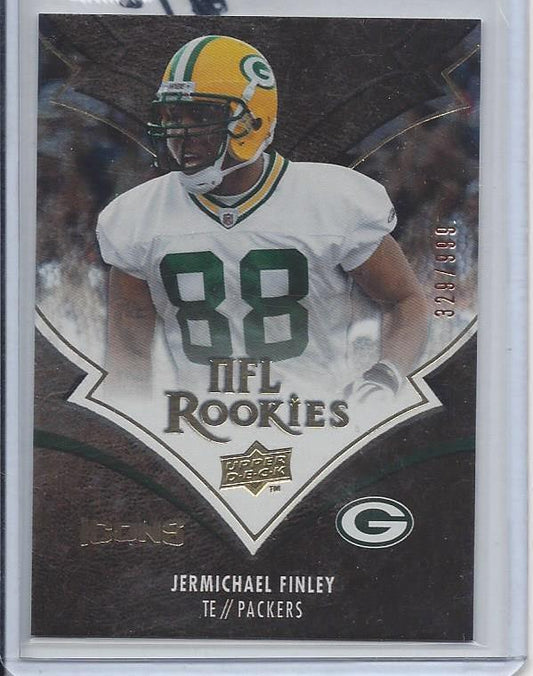 JERMICHAEL FINLEY 2008 UPPER DECK ICONS FOIL PACKERS RC #D 329/999