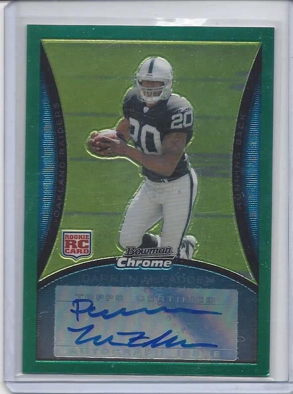 DARREN MCFADDEN 2008 BOWMAN CHROME GREEN BORDER COWBOYS ROOKIE AUTO RC #D /150