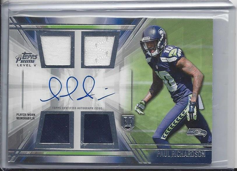 PAUL RICHARDSON 2014 TOPPS PRIME LEVEL 5 QUAD ROOKIE JERSEY AUTO RC