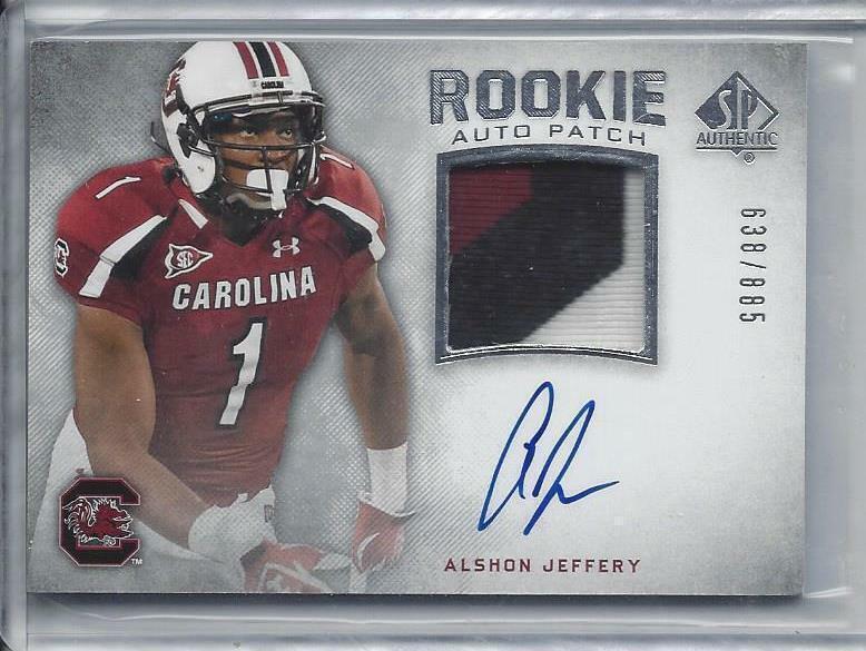 ALSHON JEFFERY 2012 SP AUTHENTIC RPA 3 COLOR SOUTH CAROLINA PATCH AUTO RC /885