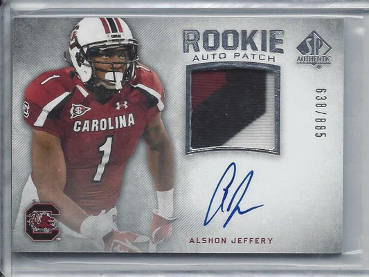ALSHON JEFFERY 2012 SP AUTHENTIC RPA 3 COLOR SOUTH CAROLINA PATCH AUTO RC /885