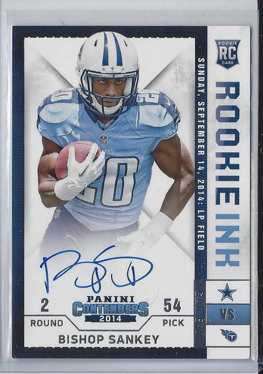 BISHOP SANKEY 2014 PANINI CONTENDERS ROOKIE INK ON CARD TITANS AUTO RC