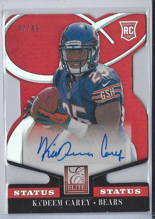 KA'DEEM CAREY 2014 ELITE STATUS RED DIE CUT BEARS AUTO RC #D 47/49