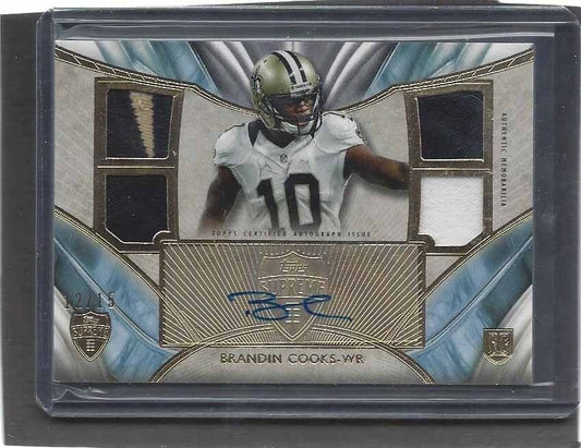 BRANDIN COOKS 2014 TOPPS SUPREME QUAD ROOKIE PATCH AUTO RC #D 12/15