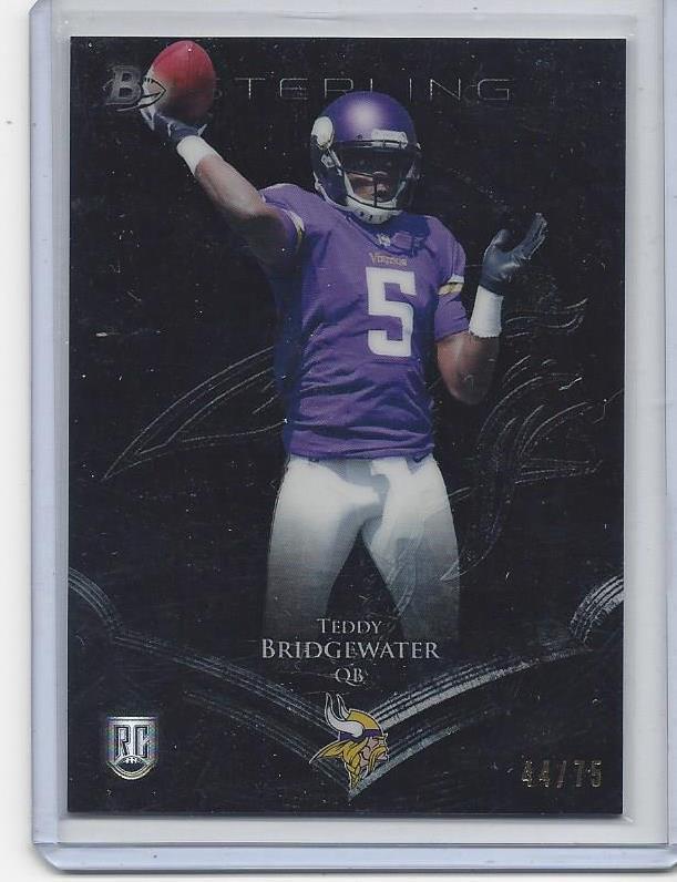 TEDDY BRIDGEWATER 2014 BOWMAN STERLING BLACK REFRACTOR ROOKIE VIKINGS RC #D /75