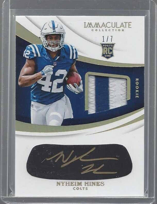 NYHEIM HINES 2018 IMMACULATE EYE BLACK FOTL GOLD PLATINUM PATCH AUTO RC #D 1/7