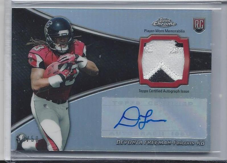 DEVONTA FREEMAN 2014 TOPPS CHROME RPA REFRACTOR 2 COLOR PATCH AUTO RC #D 50/50