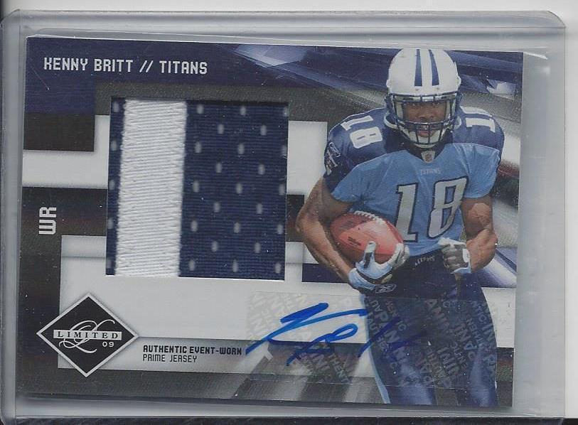 KENNY BRITT 2009 LIMITED JUMBO 2 COLOR ROOKIE PATCH AUTO RC #D 21/25