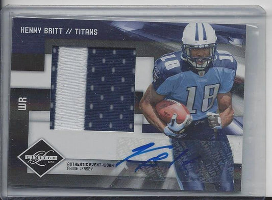 KENNY BRITT 2009 LIMITED JUMBO 2 COLOR ROOKIE PATCH AUTO RC #D 21/25