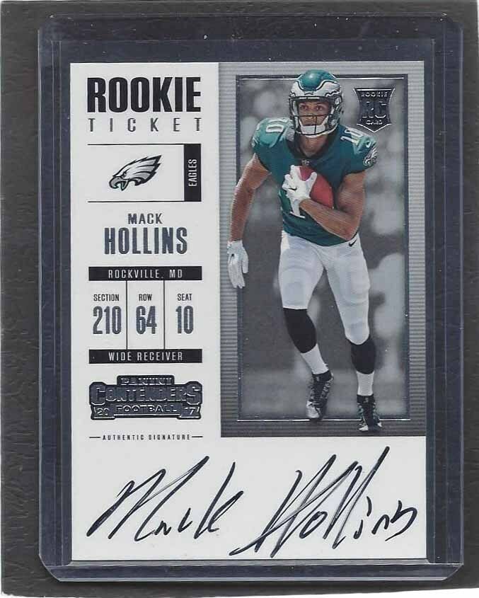 MACK HOLLINS 2017 CONTENDERS ROOKIE TICKET EAGLES ON CARD AUTO RC #340