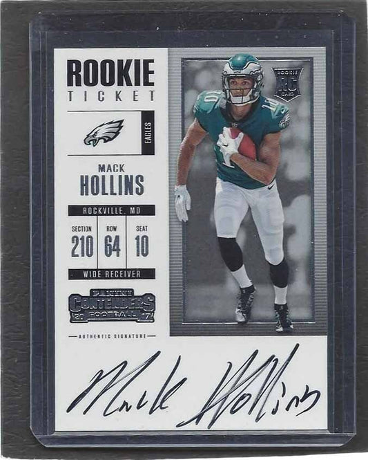 MACK HOLLINS 2017 CONTENDERS ROOKIE TICKET EAGLES ON CARD AUTO RC #340
