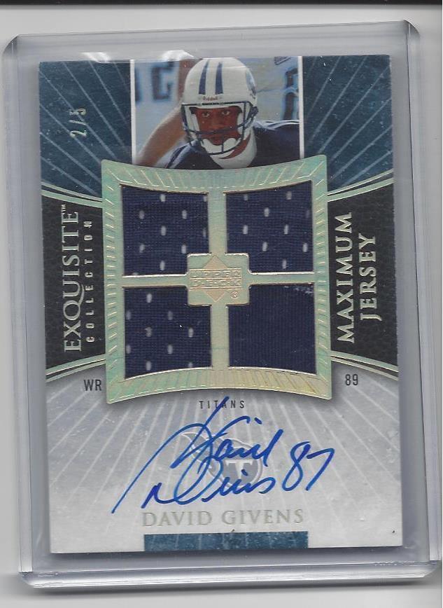DAVID GIVENS 2006 EXQUISITE MAXIMUM QUAD JERSEY GOLD HOLOFOIL AUTO #D 2/5
