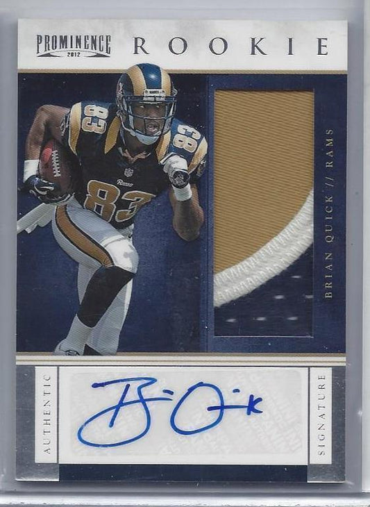 BRIAN QUICK 2012 PANINI PROMINENCE JUMBO 3 COLOR RAMS PATCH AUTO RC #D 128/200