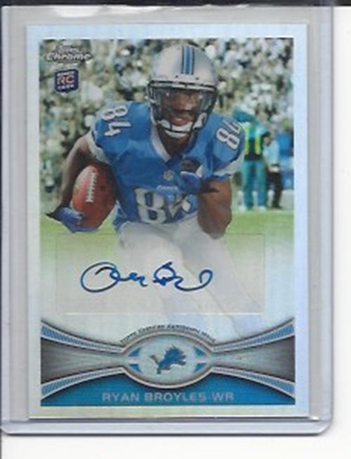 RYAN BROYLES 2012 TOPPS CHROME SHORT PRINT VARIATION SP REFRACTOR AUTO RC #186