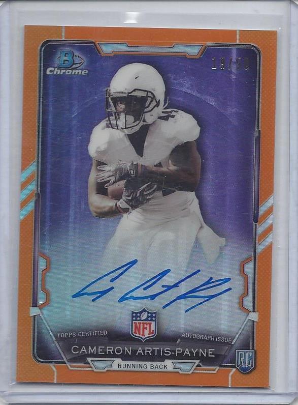 CAMERON ARTIS PAYNE 2015 BOWMAN CHROME ORANGE REFRACTOR ON CARD AUTO RC #D 19/50
