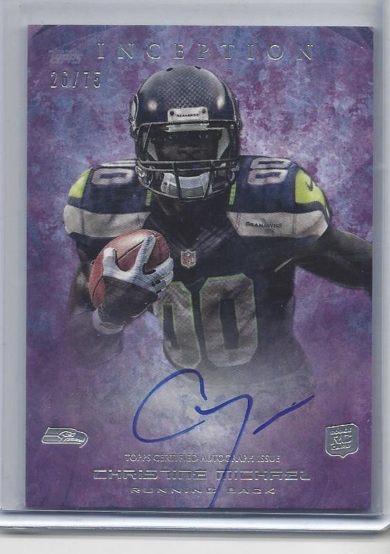 CHRISTINE MICHAEL 2013 TOPPS INCEPTION PURPLE COWBOYS ROOKIE ON CARD AUTO RC /75