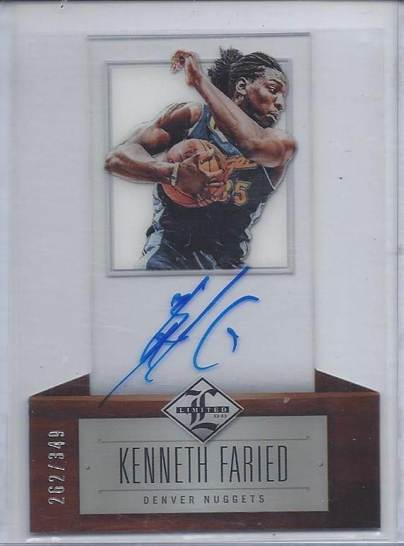 KENNETH FARIED 2012-13 LIMITED ACETATE DIE CUT NUGGETS ON CARD AUTO RC #D /349