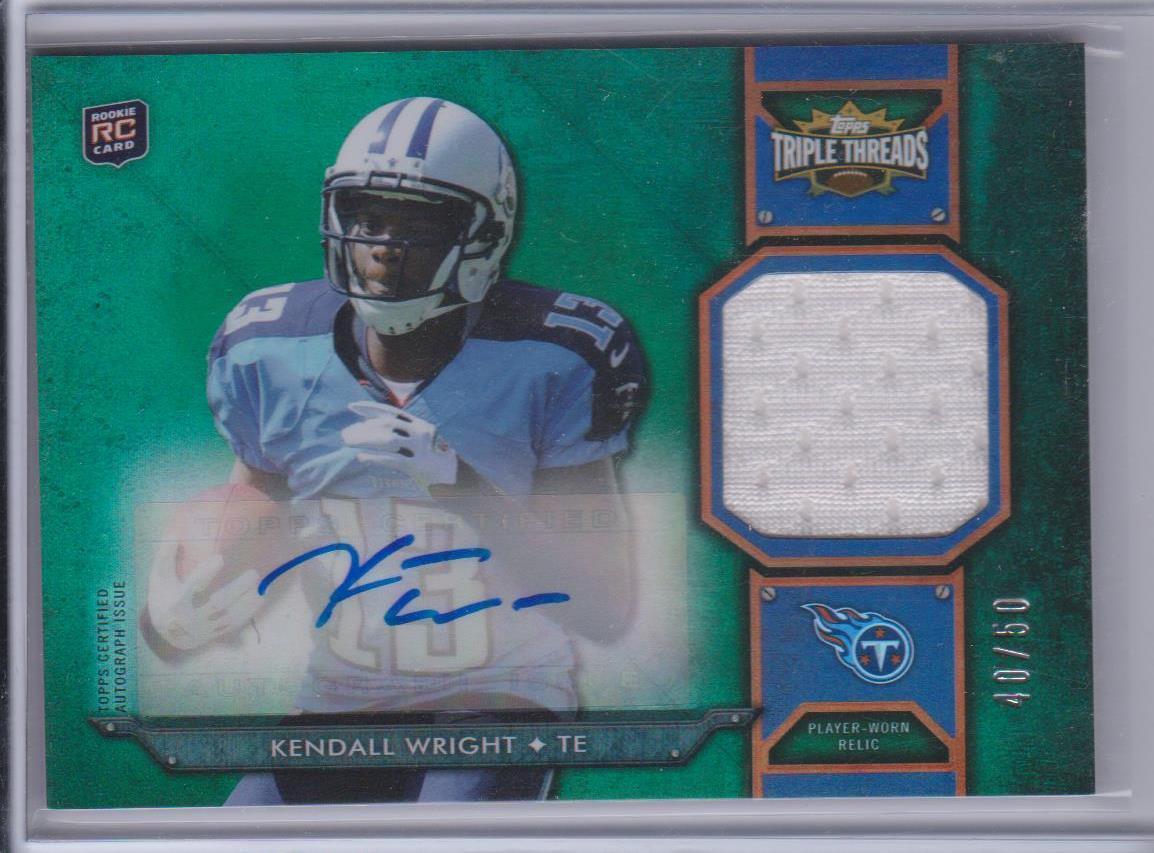 KENDALL WRIGHT 2012 TOPPS TRIPLE THREADS JERSEY AUTO RC #D 40/50