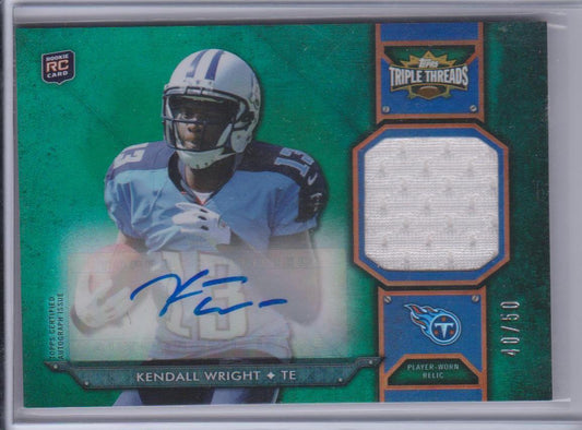 KENDALL WRIGHT 2012 TOPPS TRIPLE THREADS JERSEY AUTO RC #D 40/50