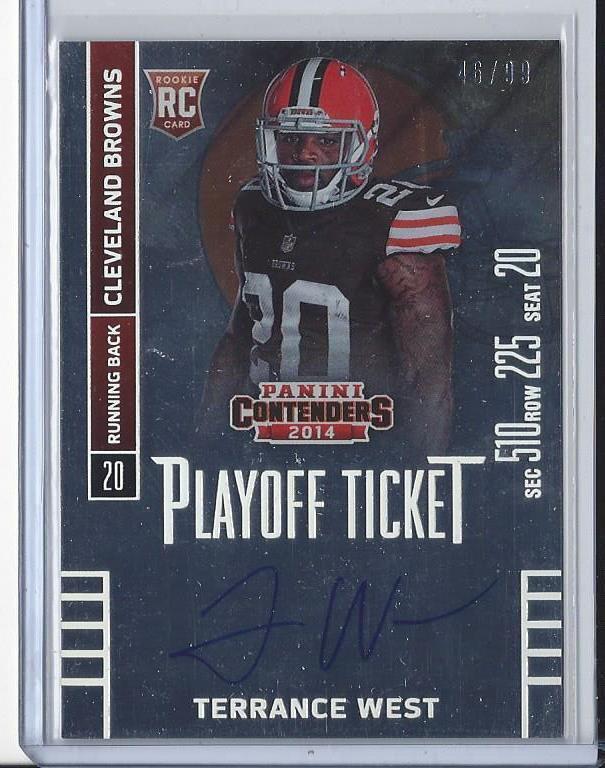 TERRANCE WEST 2014 CONTENDERS PLAYOFF TICKET BROWNS FOIL ONCARD AUTO RC #D 46/99