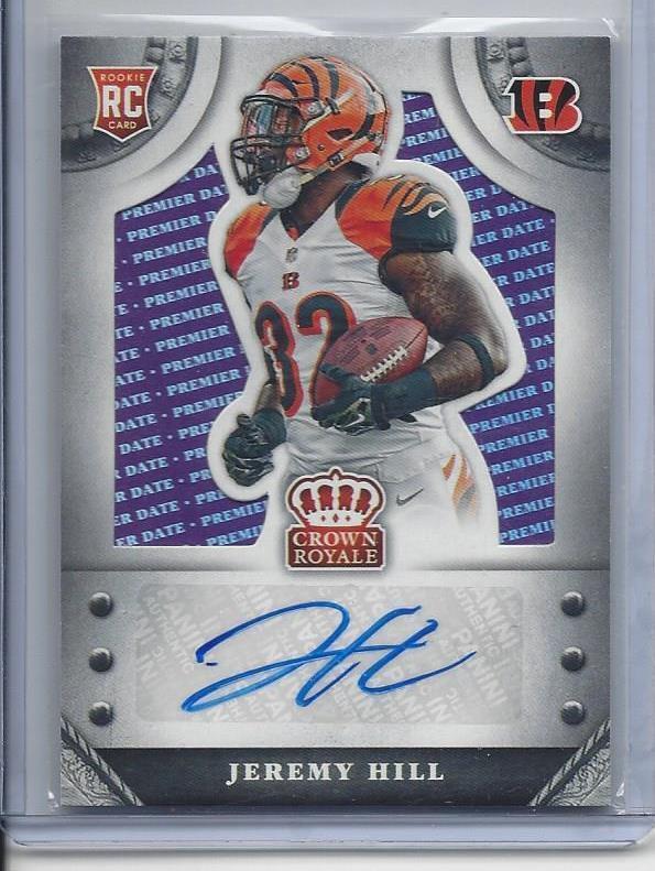 JEREMY HILL 2014 CROWN ROYALE PREMIER DATE PURPLE BENGALS ROOKIE AUTO RC #D 9/14