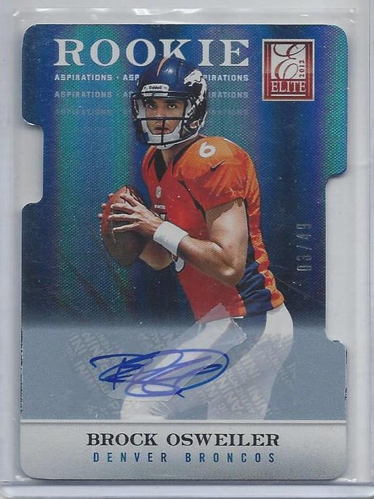 BROCK OSWEILER 2012 ELITE ASPIRATIONS BLUE DIE CUT BRONCOS AUTO RC #D 3/49