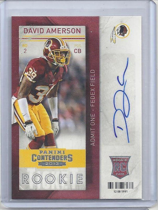 DAVID AMERSON 2013 PANINI CONTENDERS ROOKIE TICKET REDSKINS TRUE RC AUTO #130