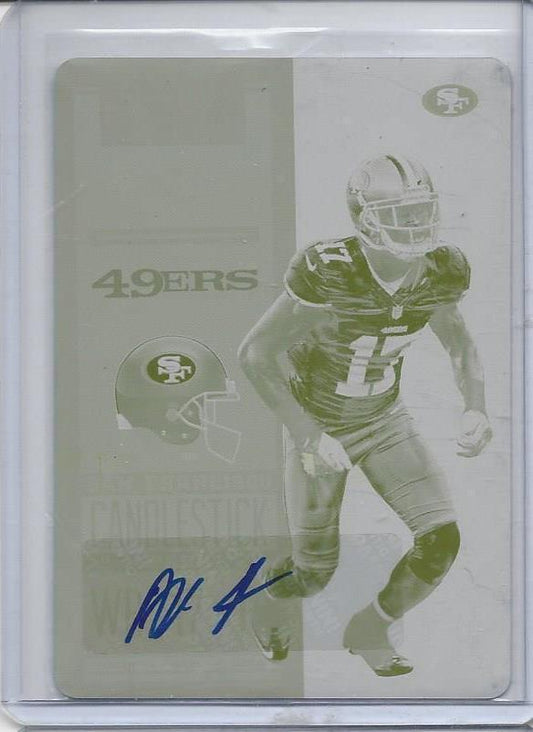 A.J. JENKINS 2012 PANINI CONTENDERS YELLOW PRINTING PLATE AUTO RC #D 1/1