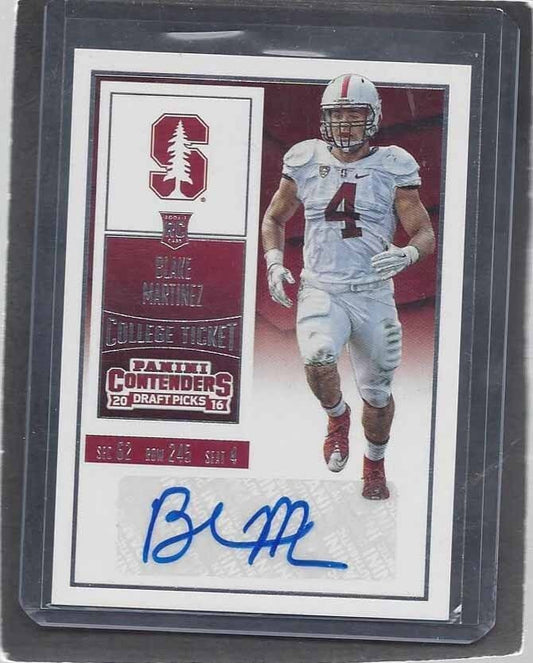 BLAKE MARTINEZ 2016 PANINI CONTENDERS DRAFT PICKS COLLEGE TICKET AUTO RC #247