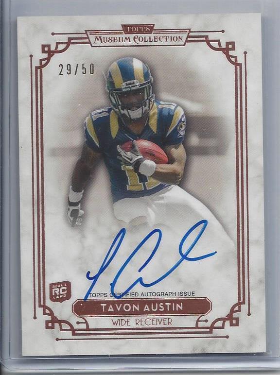 TAVON AUSTIN 2013 TOPPS MUSEUM BRONZE COPPER RAMS ON CARD AUTO RC #D 29/50